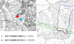 船形手黒遺跡位置図および地形図